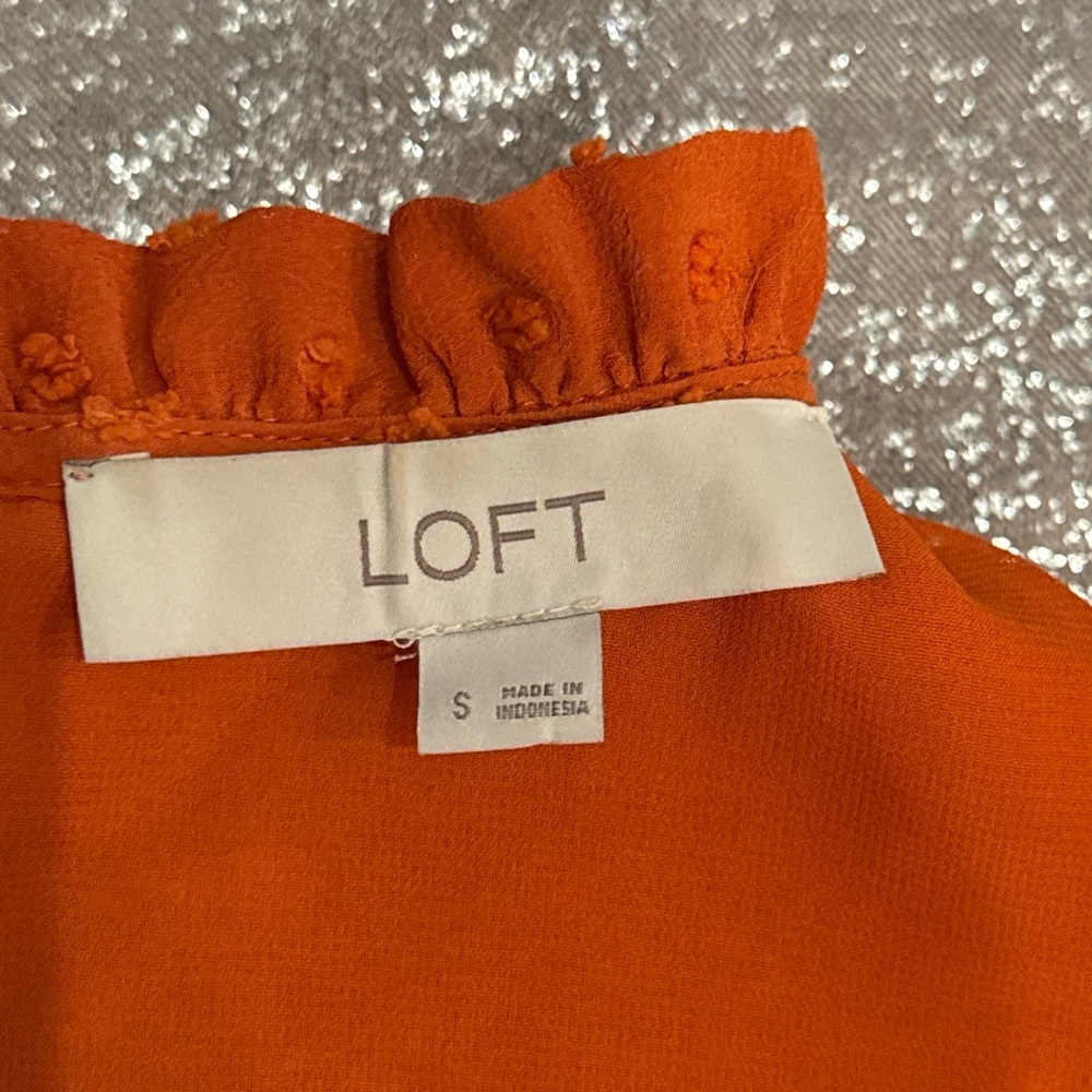 LOFT Vibrant Orange Ruffled Blouse - Picture 5 of 5